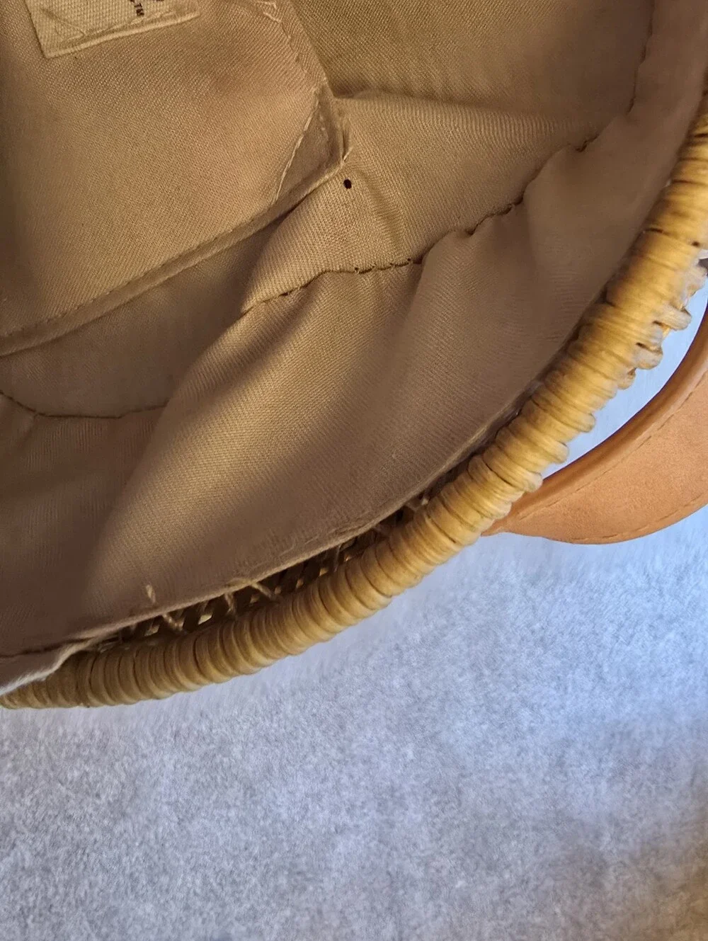 Round Woven Straw Crossbody Bag in Natural
